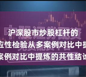 沪深股市炒股杠杆的策略适应性检验从多案例对比中提炼的共性结论